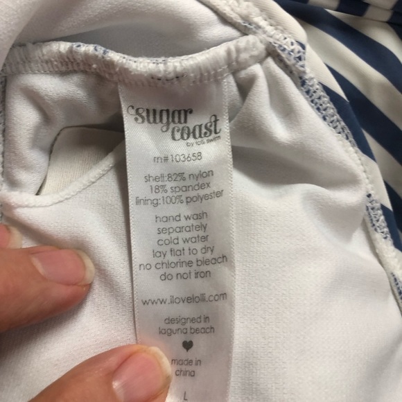 Sugar Coast Women’s Swimsuit One Piece Striped Ties Adjustable Straps High Cut - Picture 7 of 8